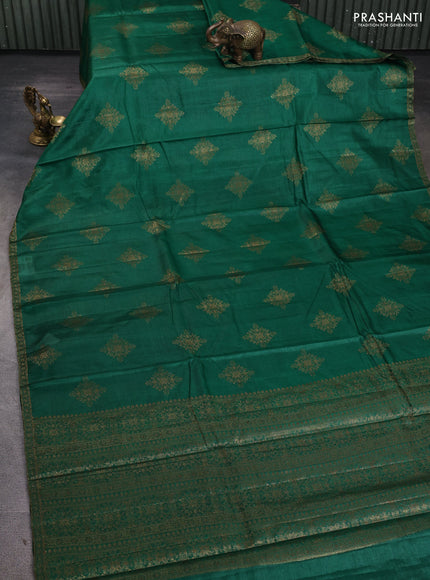 Banarasi tussar silk saree green with allover thread & zari woven buttas and small woven border