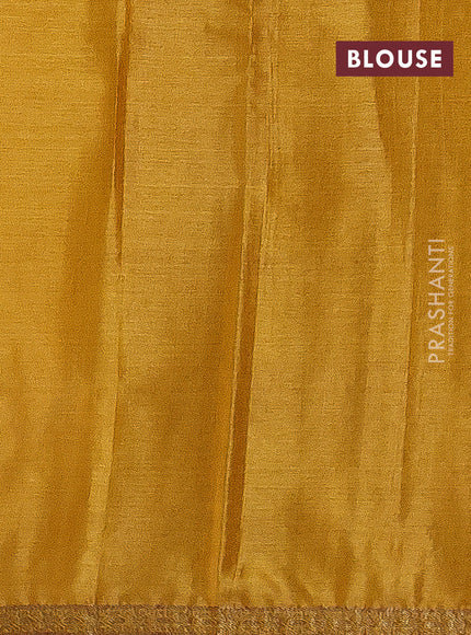 Banarasi tussar silk saree mustard yellow with allover thread & zari woven buttas and small woven border