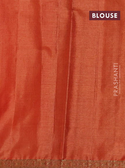 Banarasi tussar silk saree rustic orange with allover thread & zari woven buttas and small woven border