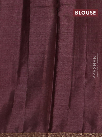 Banarasi tussar silk saree coffee brown with allover thread & zari woven buttas and small woven border