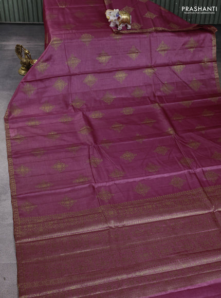 Banarasi tussar silk saree maroon with allover thread & zari woven buttas and small woven border