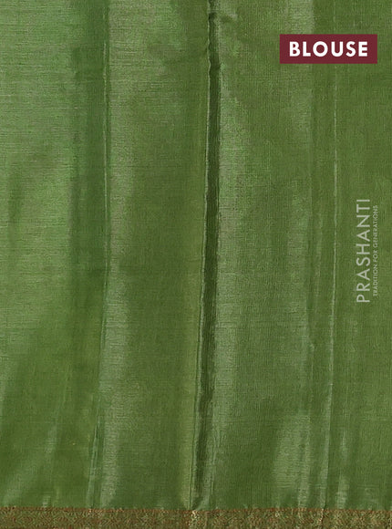 Banarasi tussar silk saree mehendi green with allover thread & zari woven buttas and small woven border
