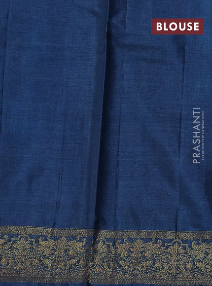 Banarasi tussar silk saree peacock blue with allover thread & zari woven buttas and woven border