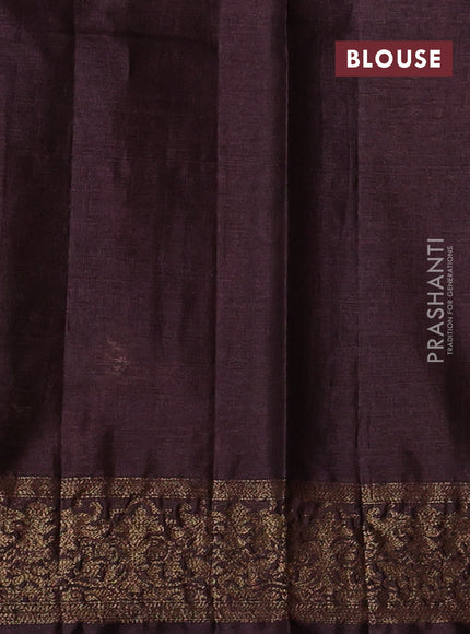 Banarasi tussar silk saree coffee brown with allover thread & zari woven buttas and woven border