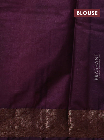 Banarasi tussar silk saree rustic orange and wine shade with allover thread & zari woven buttas and woven border
