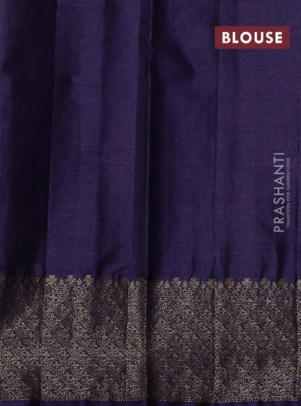 Banarasi tussar silk saree beige and navy blue with allover thread & zari woven buttas and woven border