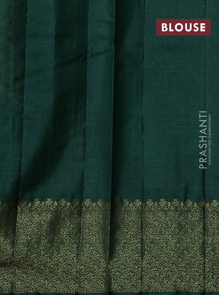 Banarasi tussar silk saree beige and green with allover thread & zari woven buttas and woven border