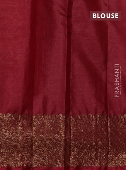 Banarasi tussar silk saree mustard yellow and maroon with allover thread & zari woven buttas and woven border