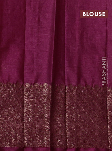 Banarasi tussar silk saree beige and wine shade with allover thread & zari woven buttas and woven border
