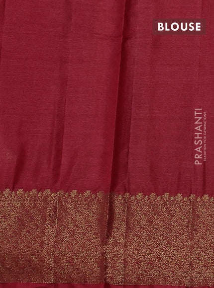 Banarasi tussar silk saree green and maroon with allover thread & zari woven buttas and woven border