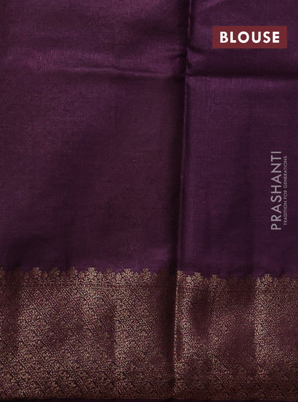 Banarasi tussar silk saree beige and wine shade with allover thread & zari woven buttas and woven border