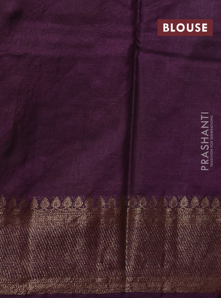 Banarasi tussar silk saree mehendi green and wine shade with allover thread & zari leheriya weaves and woven border