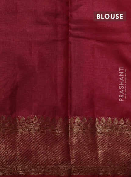 Banarasi tussar silk saree brown and maroon with allover thread & zari leheriya weaves and woven border