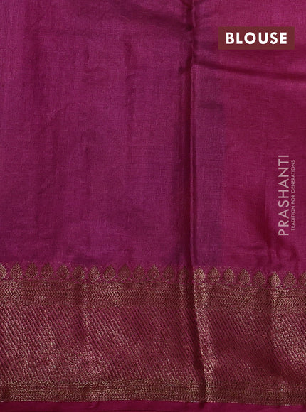Banarasi tussar silk saree peacock blue and magenta pink with allover thread & zari leheriya weaves and woven border