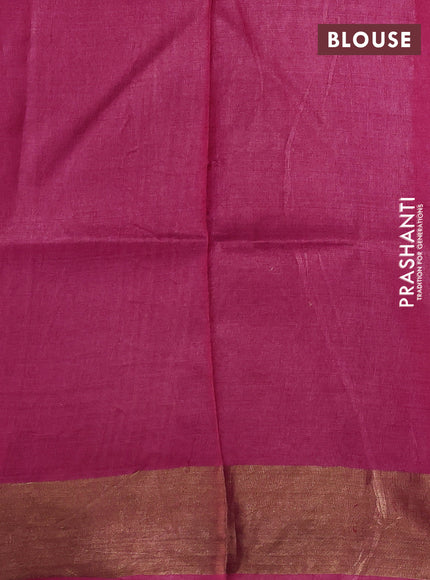 Pure tussar silk saree pink with allover prints and zari woven border