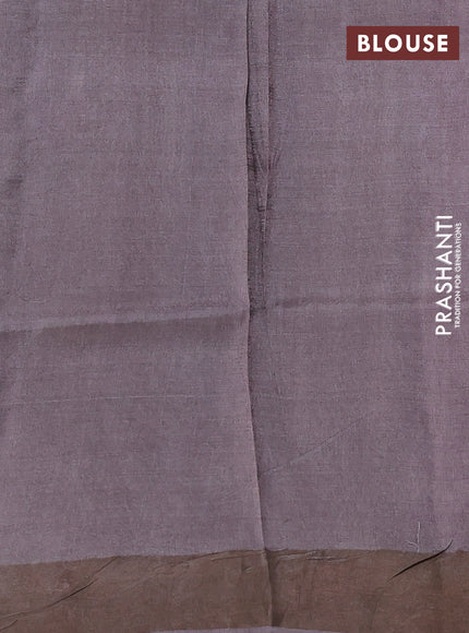 Pure tussar silk saree maroon and pastel brown with allover floral prints and zari woven border