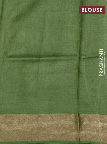 Pure tussar silk saree green with allover geometric prints and zari woven border