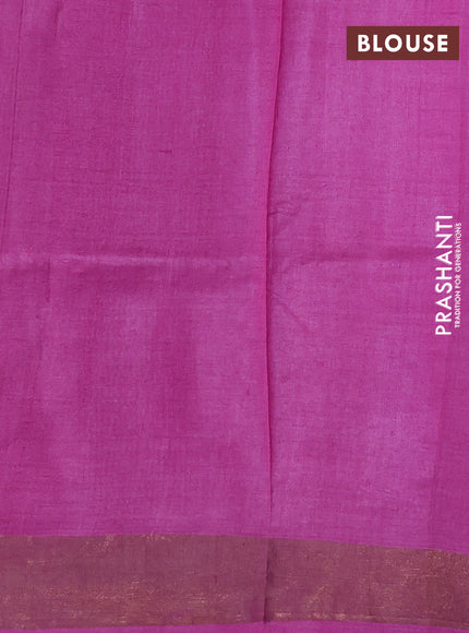 Pure tussar silk saree pink with allover prints and zari woven border