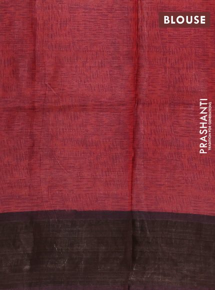 Pure tussar silk saree wine shade with allover kalamkari prints and zari woven border