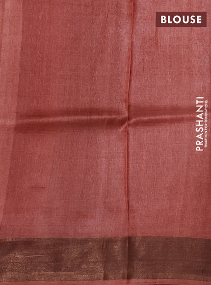 Pure tussar silk saree mustard yellow and orange with allover floral prints and zari woven border