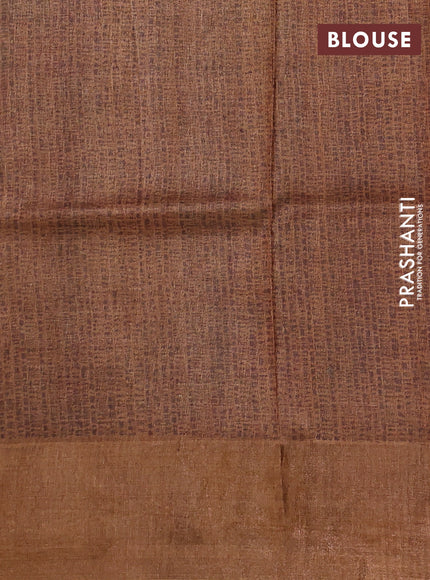 Pure tussar silk saree maroon and sandal with allover kalamkari prints and zari woven border