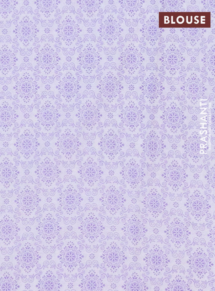 Mul cotton saree off white and lavender with allover prints and printed border