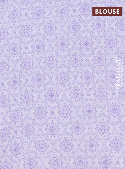 Mul cotton saree off white and lavender with allover butta prints and printed border