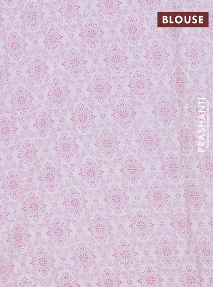 Mul cotton saree off white and light pink with allover butta prints and printed border