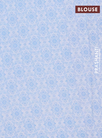 Mul cotton saree off white and light blue with allover butta prints and printed border