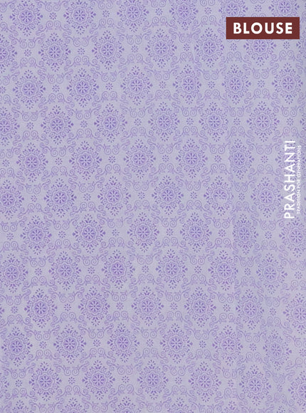 Mul cotton saree off white and lavender with allover prints and printed border