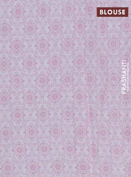 Mul cotton saree off white and light pink with allover prints and printed border