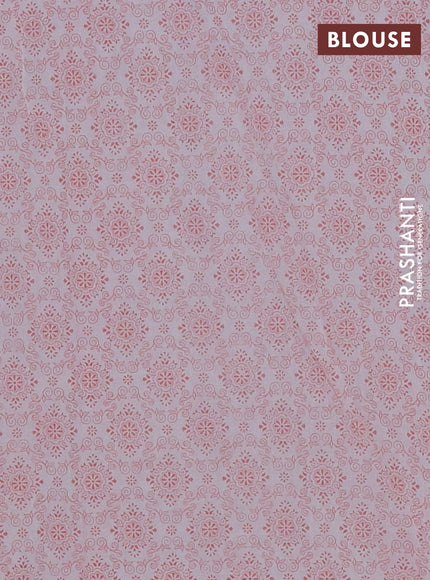 Mul cotton saree off white and peach shade with allover floral prints and printed border