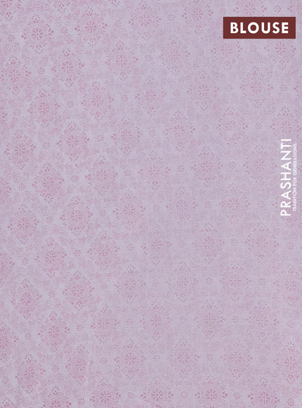 Mul cotton saree off white and light pink with allover floral prints and printed border