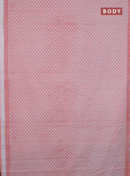 Mul cotton saree off white and peach shade with allover butta prints and printed border