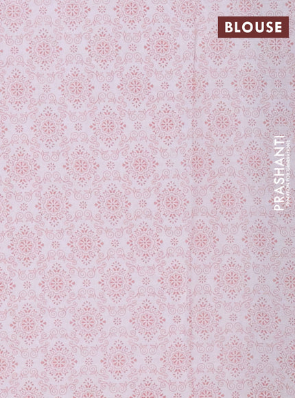 Mul cotton saree off white and peach shade with allover butta prints and printed border