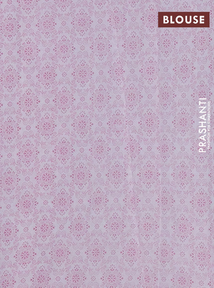 Mul cotton saree off white and light pink with allover floral butta prints and printed border