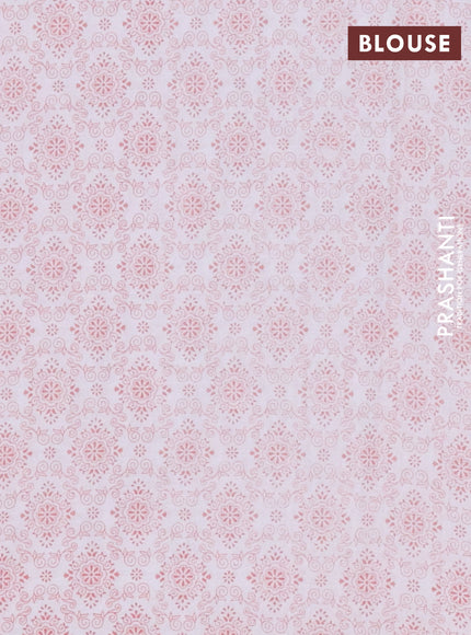 Mul cotton saree off white and peach shade with allover floral butta prints and printed border