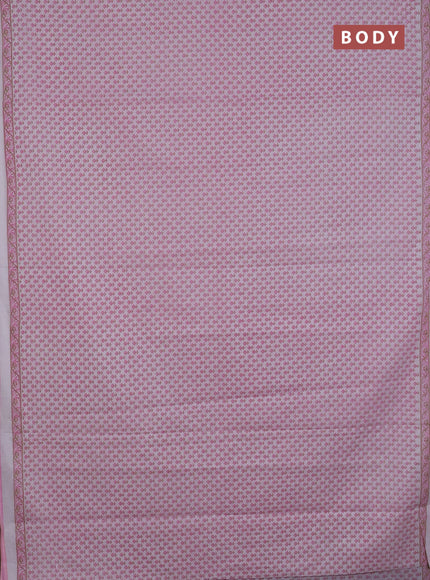 Mul cotton saree off white and light pink with allover butta prints and printed border