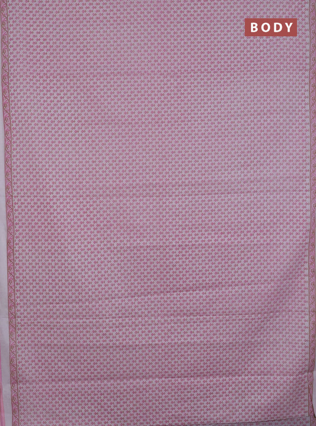 Mul cotton saree off white and light pink with allover butta prints and printed border