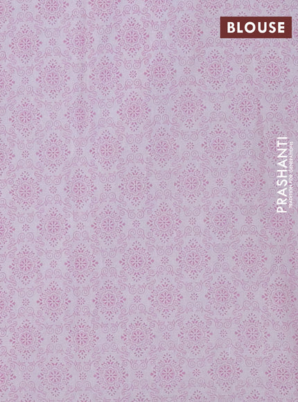 Mul cotton saree off white and light pink with allover butta prints and printed border