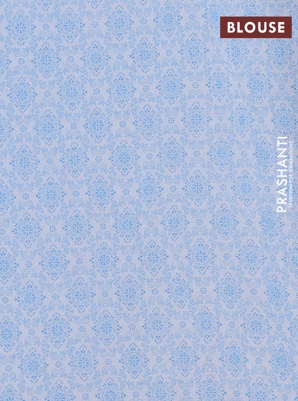 Mul cotton saree off white and light blue with allover butta prints and printed border