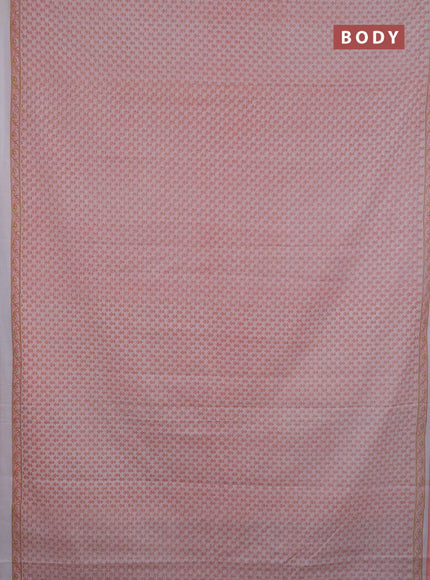 Mul cotton saree off white and peach shade with allover butta prints and printed border