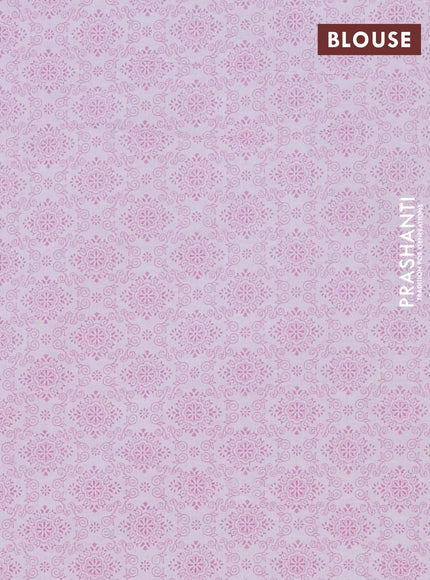 Mul cotton saree light pink with allover floral prints and printed border