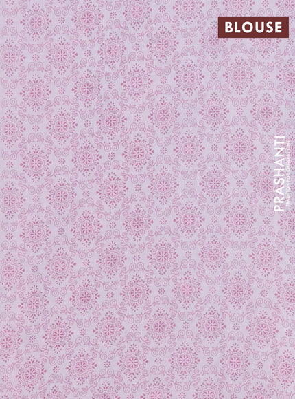 Mul cotton saree light pink with allover floral prints and printed border