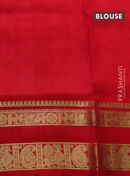 Venkatagiri silk saree dual shade of pinkish orangee with plain body and rettapet zari woven border