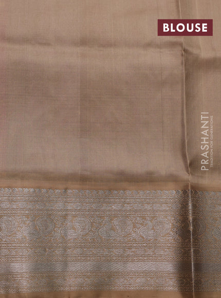 Venkatagiri silk saree purple and beige with allover silver zari woven buttas and silver zari woven border