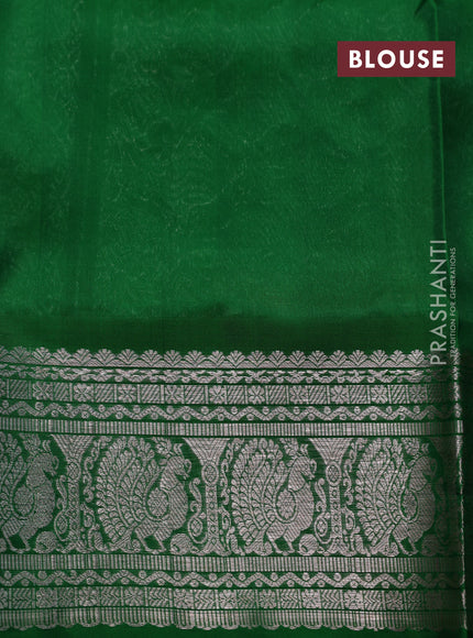 Venkatagiri silk saree mustard green and green with allover silver zari woven buttas and siver zari woven border