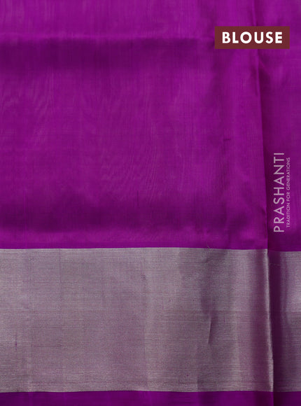 Venkatagiri silk saree pista green and purple with allover silver & zari woven buttas and silver zari woven border