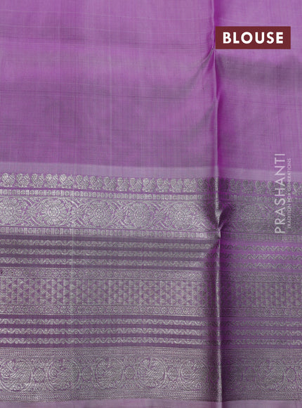 Venkatagiri silk saree lavender with allover silver zari stripes & buttas and long silver zari woven border