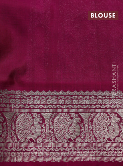 Venkatagiri silk saree rust shade and dark pink with allover silver zari woven buttas and silver zari woven border